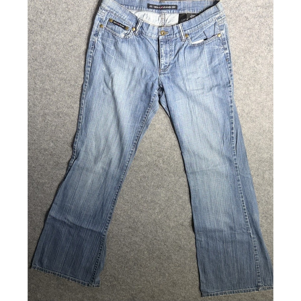 DKNY Jeans Times Square Flare Womens Size 9 Blue Low Rise Y2K Denim Jeans